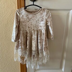 Reverie Threads - Indi Boho Velvet dress in beige